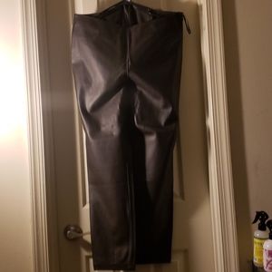 Brown Faux Leather Skinny Pants